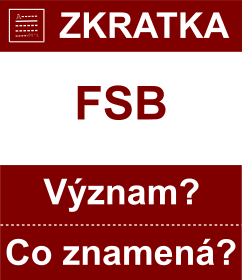 Co znamen zkratka FSB Vznam zkratky, akronymu? Kategorie: Organizace