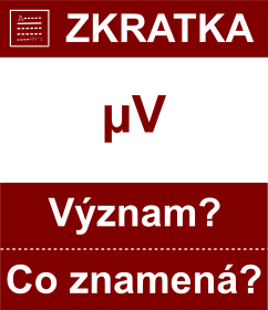 Co znamen zkratka V Vznam zkratky, akronymu? Kategorie: Fyzikln jednotky